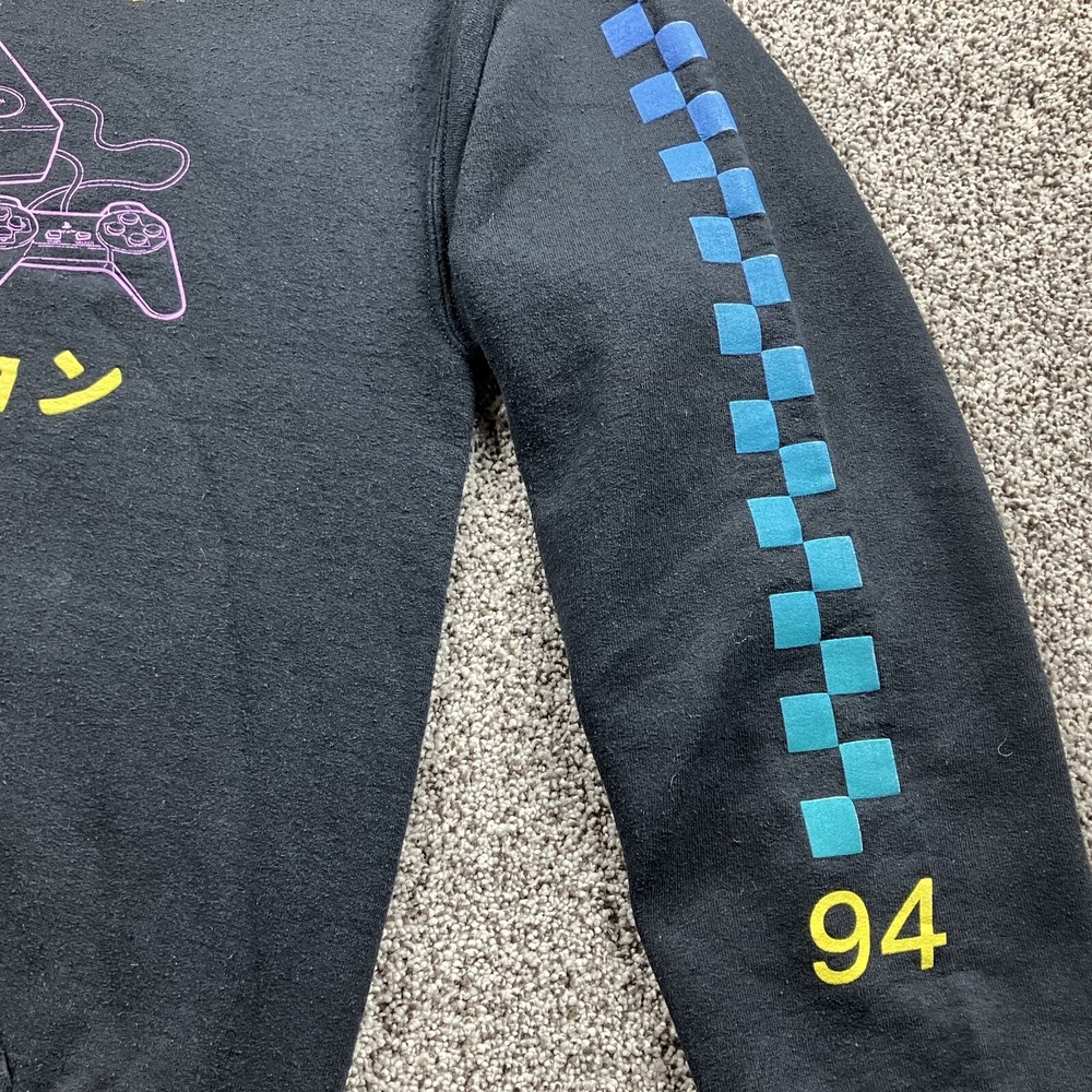 Playstation Sweatshirt Adult Medium Black Japan Logo Hoodie Fleece Pullover Mens - Picture 3 of 9